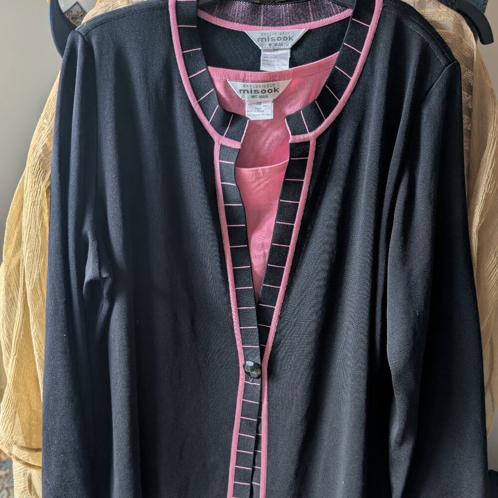 Exclusively Misook Woman Jacket and Pink Sleeveless Top  Size 0X top 1X Jacket